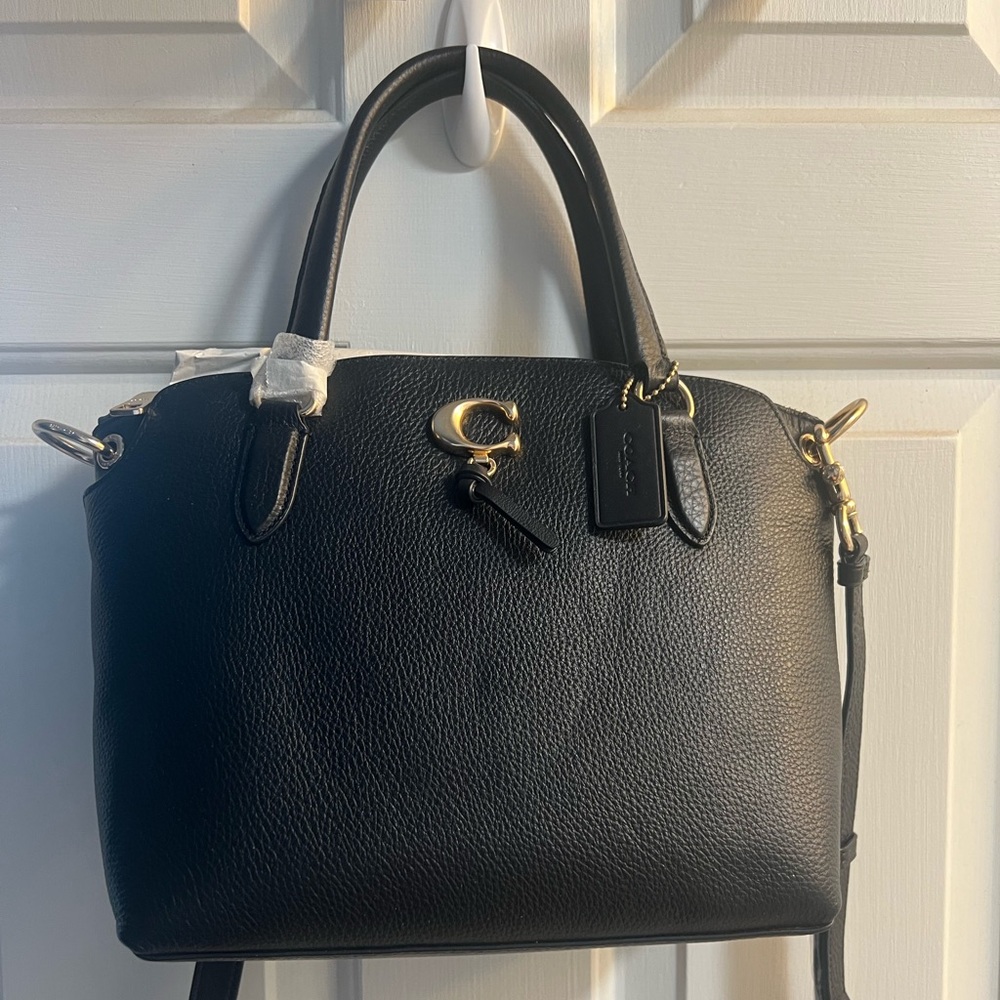 Coach Polished Pebble Leather Remi Satchel Handbag